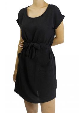 Vestito corto con fiocco girocollo